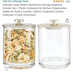 Large Acrylic Apothecary Canisters with satin silver lids NWT